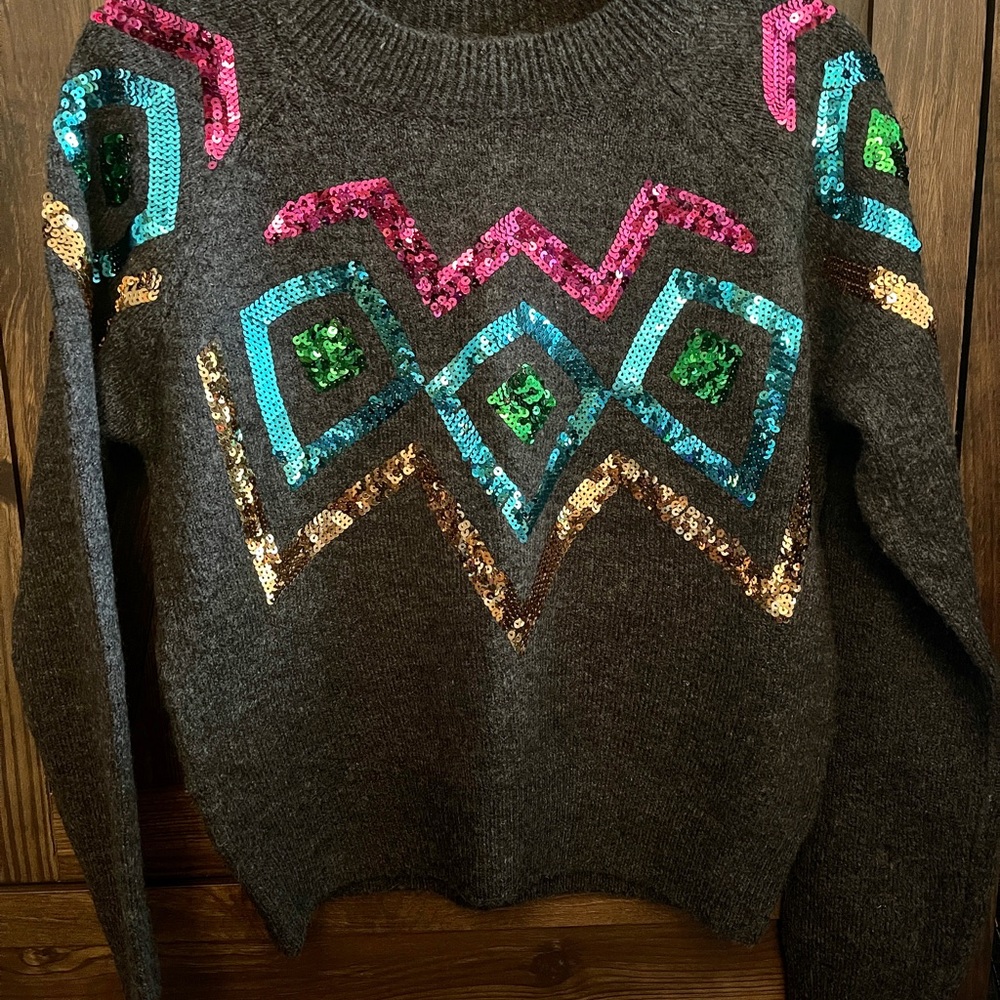 NWT Colorful Geometric Sequin Sweater - Picture 3 of 9